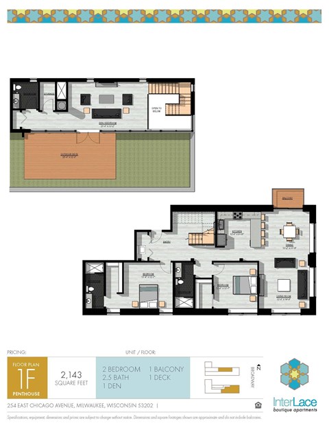 Floor plan for 2 beds, 1 bath, 2143 sqft